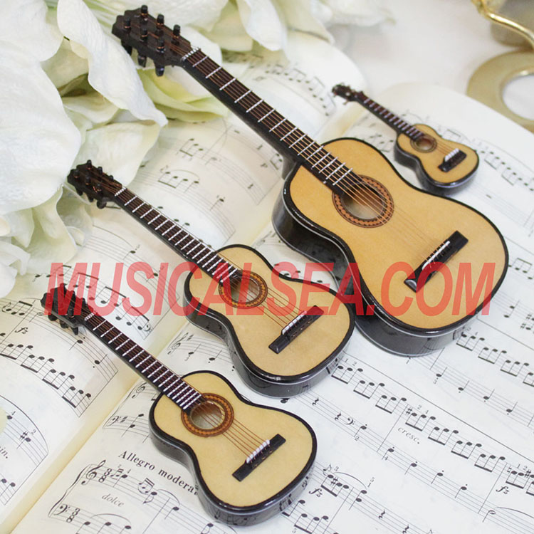 Brown Miniature guitar model wooden guitar mini musical instrument ornaments birthday gift for foreign clients teachers or male and female friends 